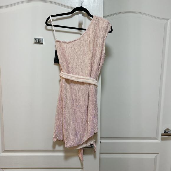 Retrofete Ella One-Shoulder Sequin Ruched Mini Dress M - Picture 5 of 6